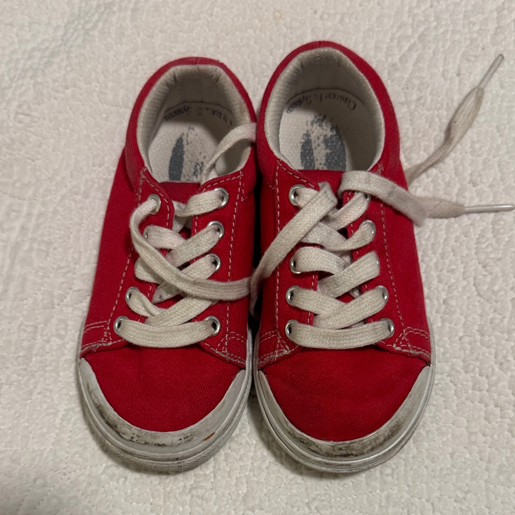 Footmates Kids Red Canvas Lace-Up Sneakers Size 7 Toddler